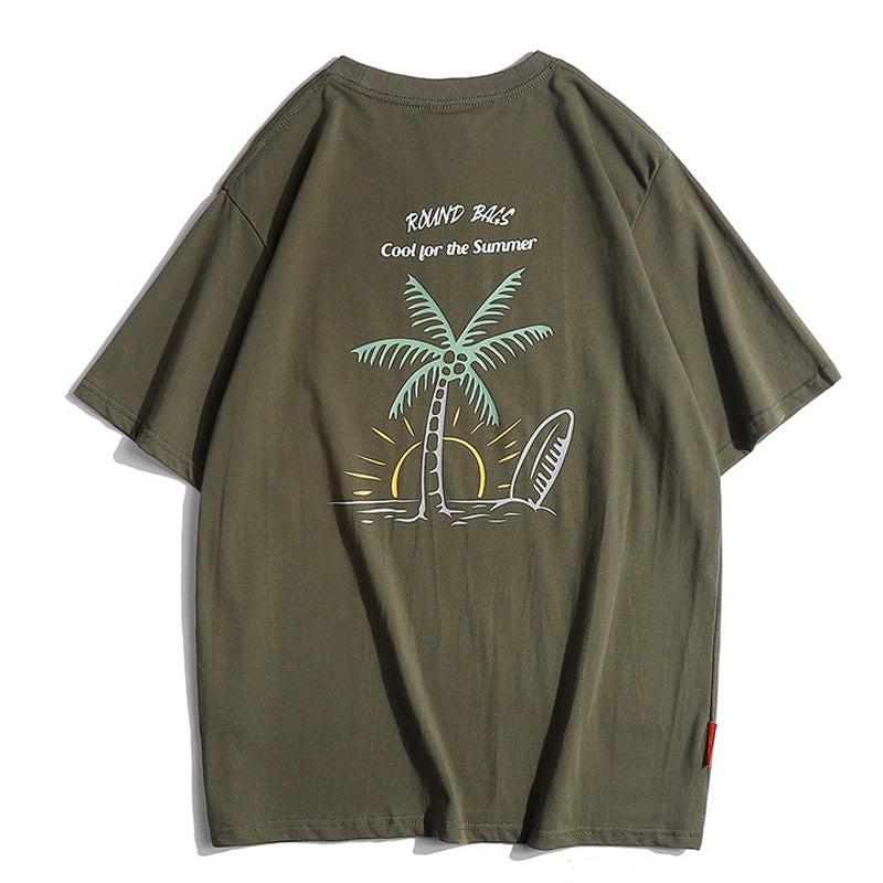 270g cotton simple print short-sleeved T-shirt in four colors
