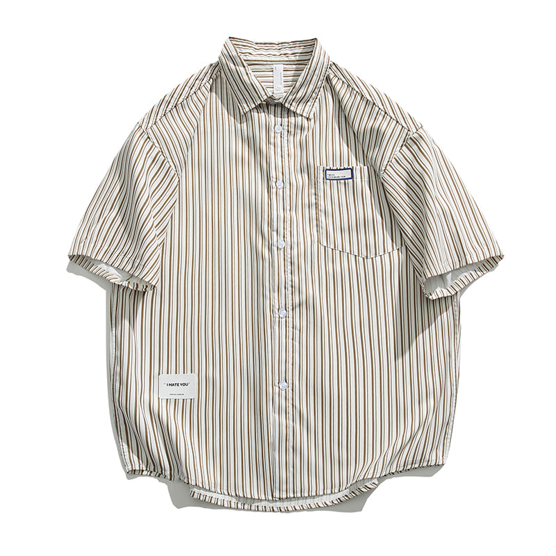 Classic striped pocket work shirt
