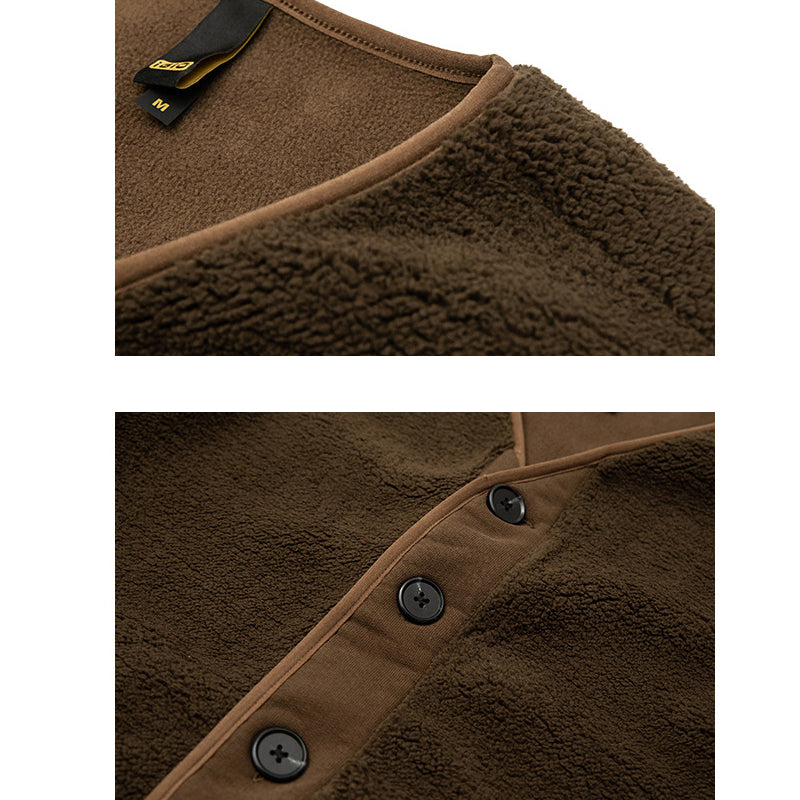 No-collar base, loose-fitting, warm fleece jacket