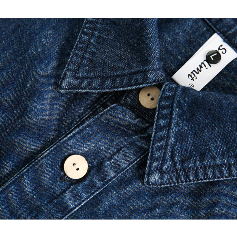エスニック風カシューナッツデニム半袖シャツ