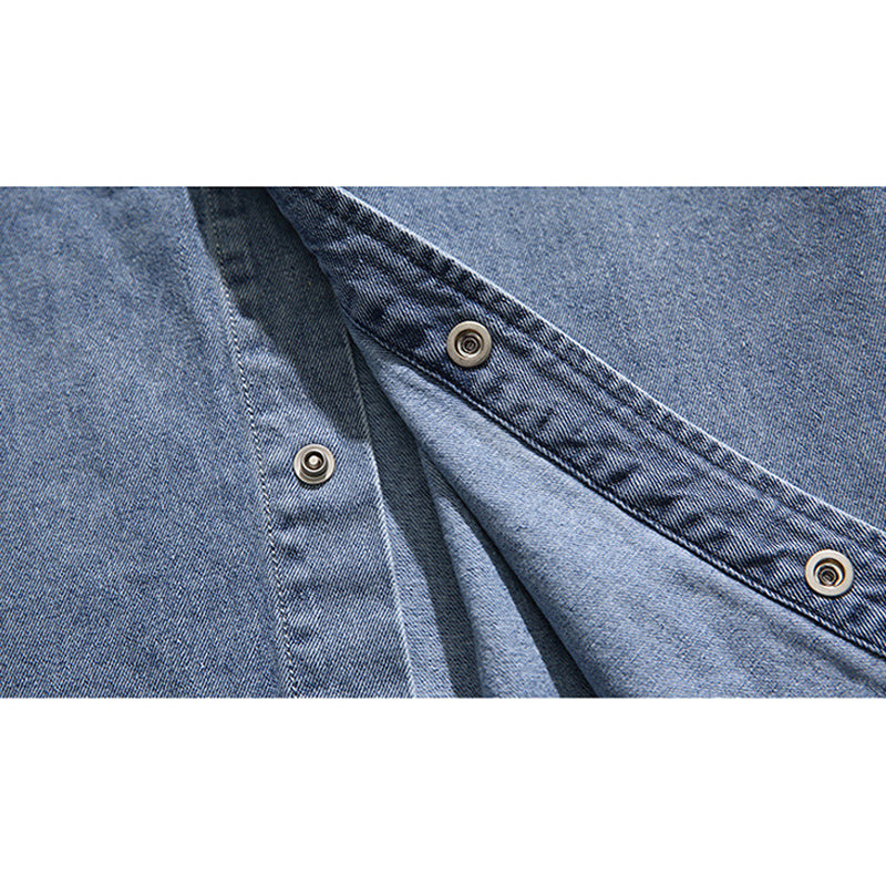 American casual denim pocket long sleeve shirt
