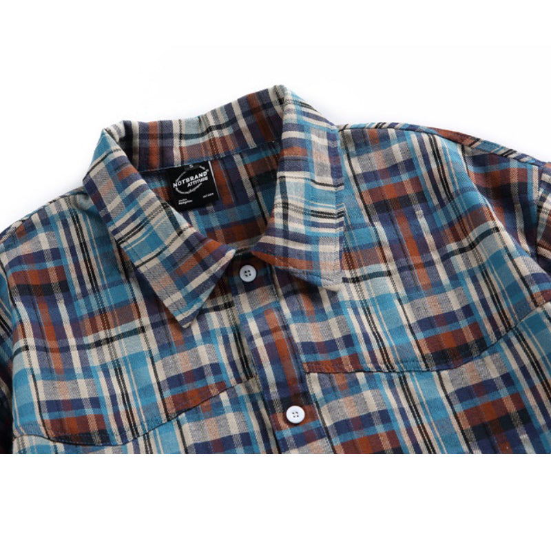 New Summer Check Cotton Short Sleeve Shirt