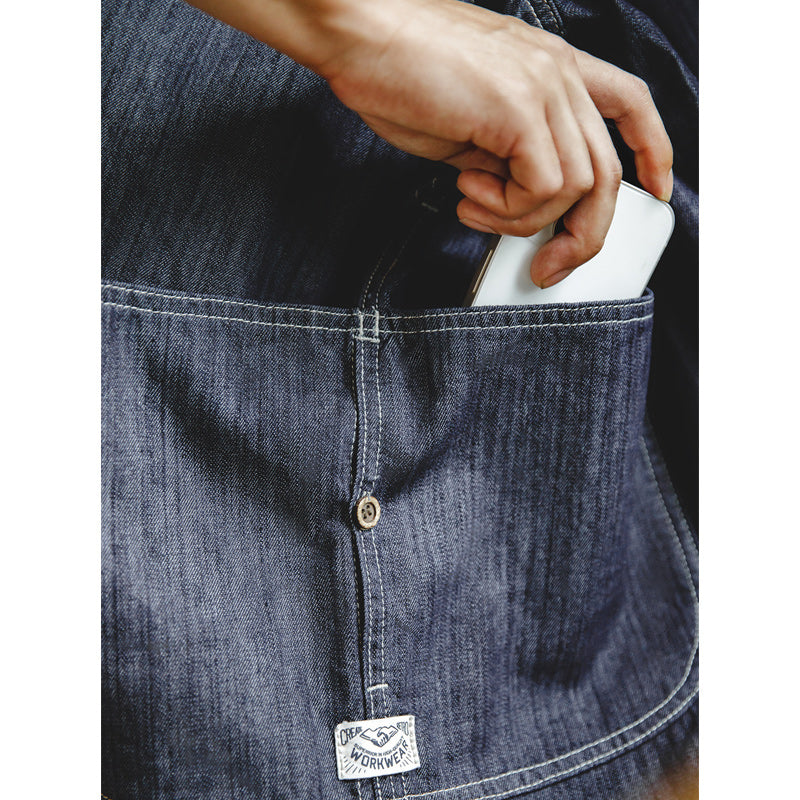 Denim work shirt with large "U" pocket