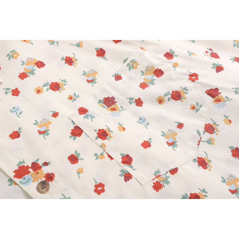 Hawaiian rose print short-sleeved shirt
