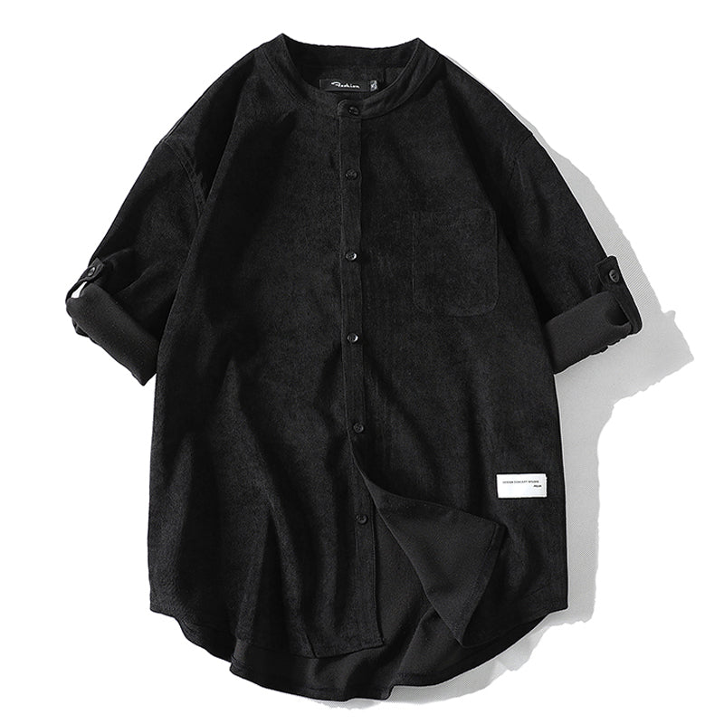 New for summer: Solid color, collarless, short-sleeved shirts M-5XL