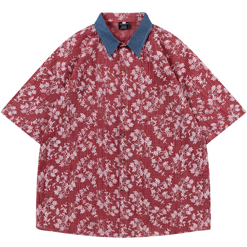 New summer floral print short sleeve shirt