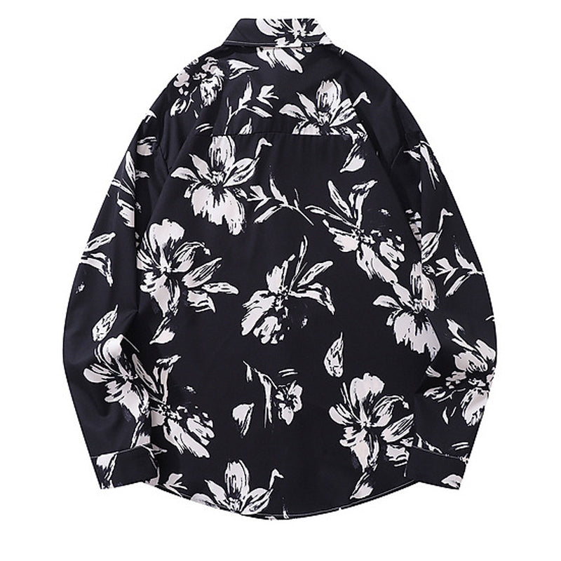 Floral print, smooth texture, long sleeve shirt