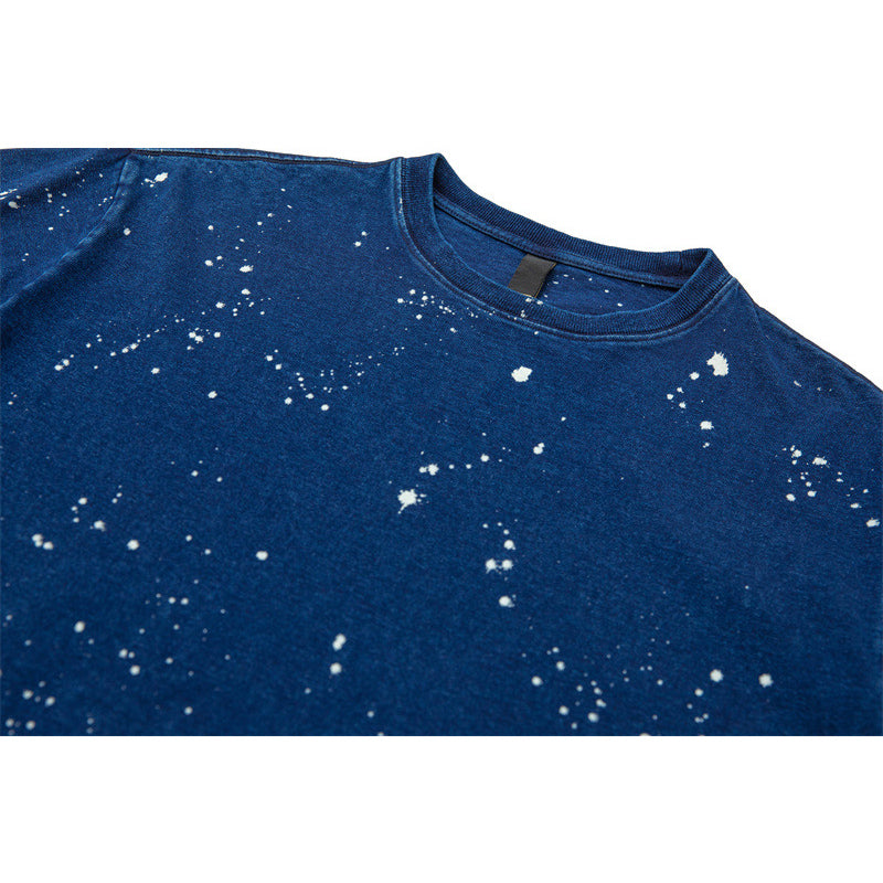 夏新作 320g 藍染め 雪 プリント Tシャツ