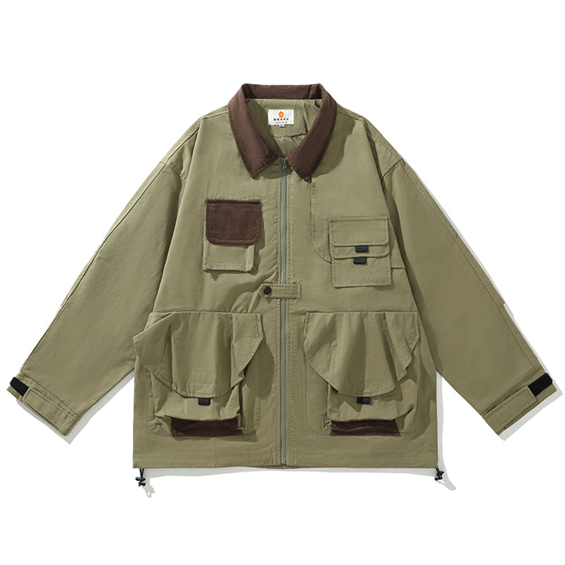 Corduroy jacket with multi-pockets