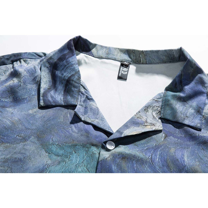 Cuban color retro all-over print aloha shirt short sleeve