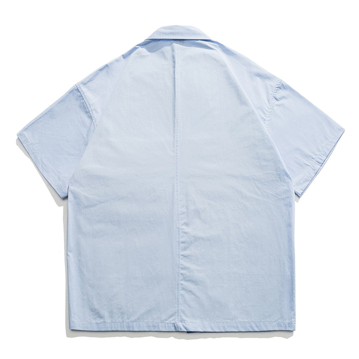 Drawcord pocket cotton short sleeve shirt available in 3 colors