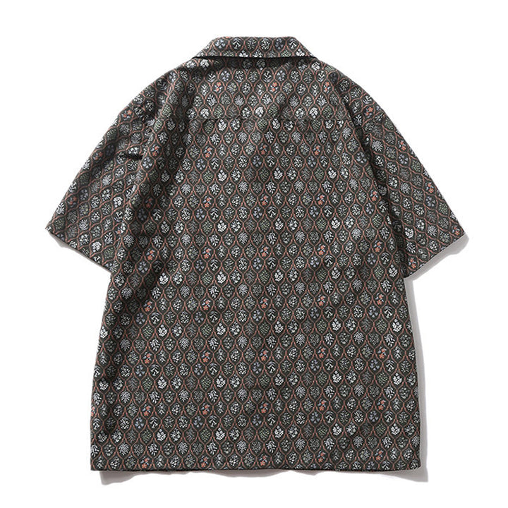 "Honsho Zufu" Plant Print Cuban Shirt