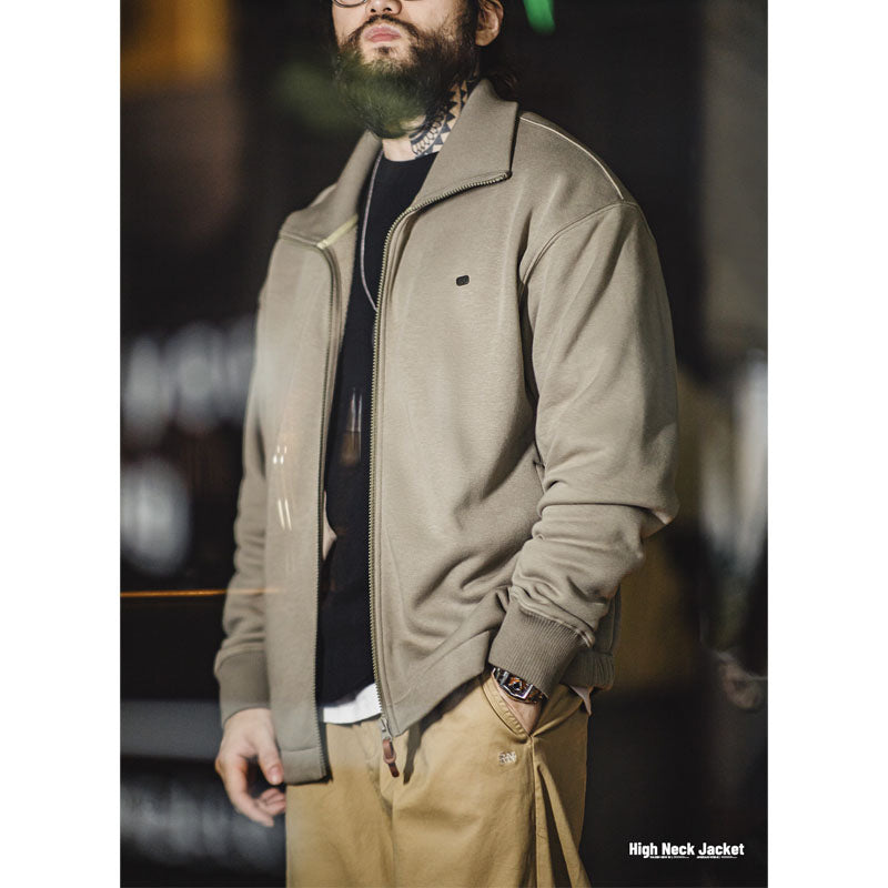 Fleece-lined high-neck tennis jacket