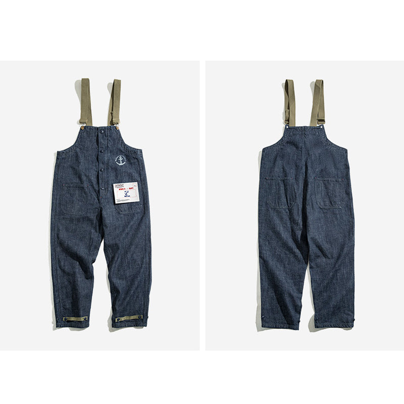 American Retro Navy Deck Overalls Denim