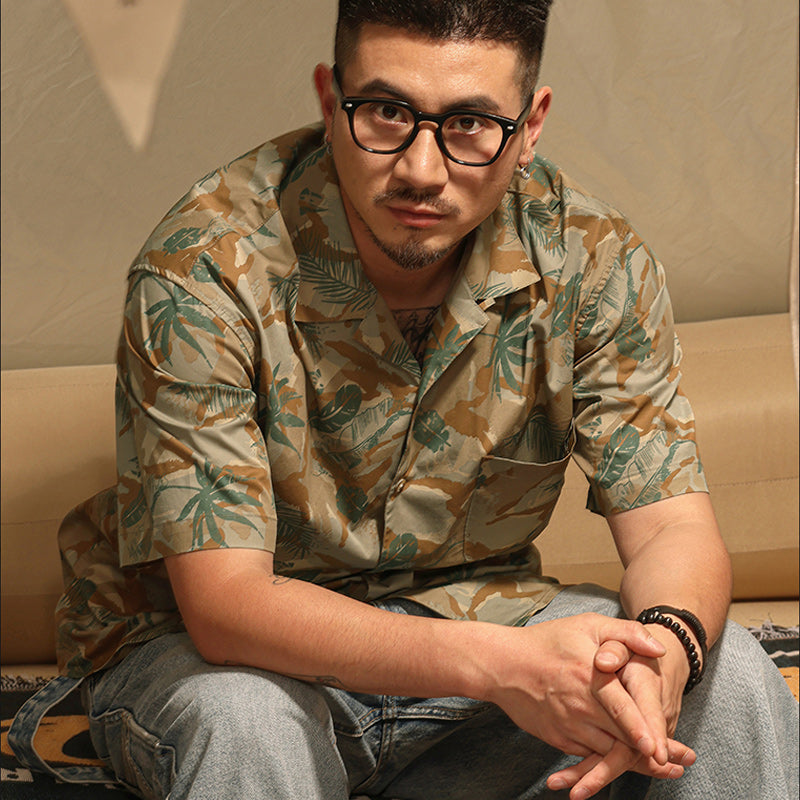 Retro all-over print aloha short-sleeved shirt