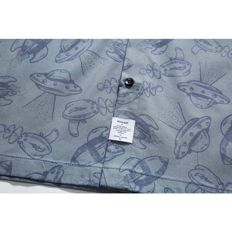 Retro all-over print aloha short-sleeved shirt