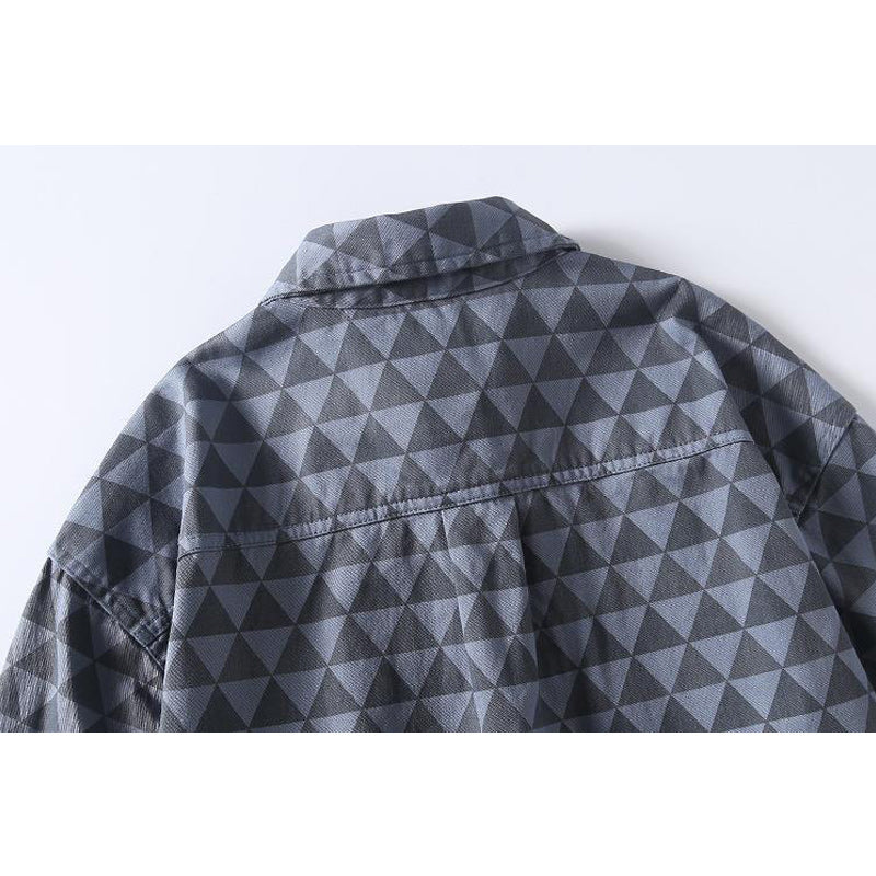 Geometric pattern American casual long-sleeved shirt