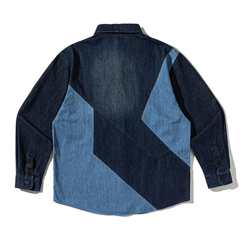 Vintage washed denim shirt with contrasting colors