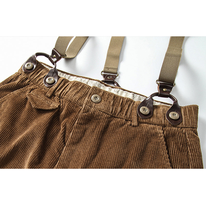 Plain American Casual Corduroy Overalls