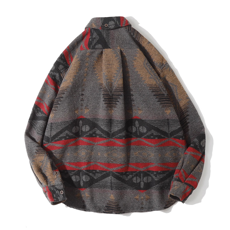 Navajo jacquard tweed long-sleeved shirt