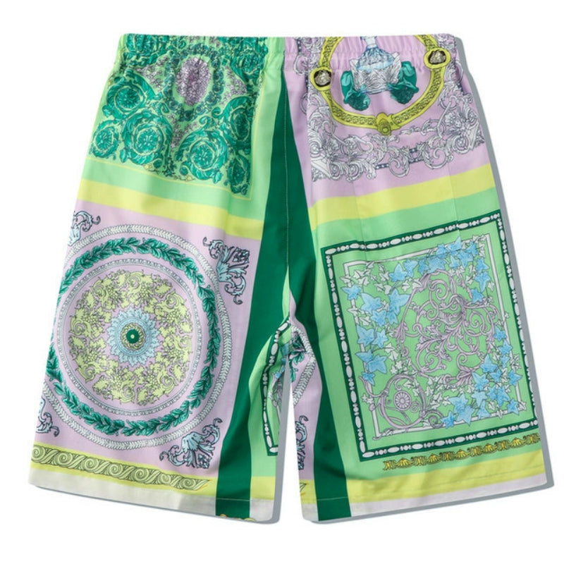 Beach-style short-sleeved shirt + shorts 2-piece set