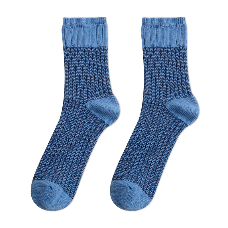 Color Block Thick Yarn Socks (Set of 2)