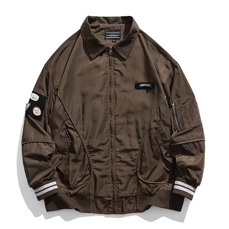 Retro plain flight jacket in three colors