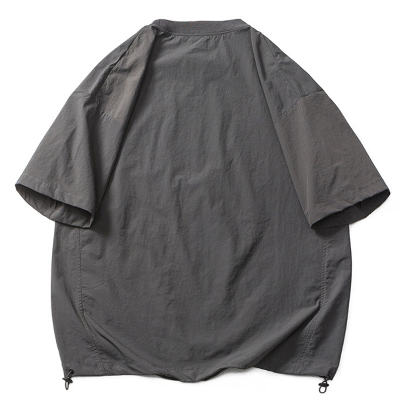 夏新作多ポケット配色半袖Tシャツ