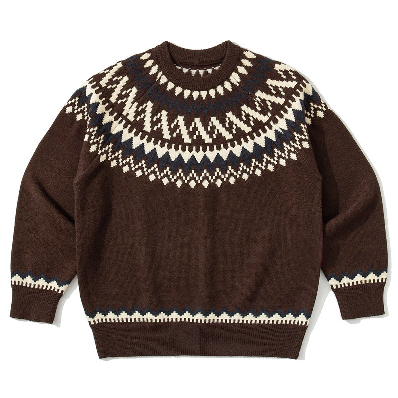 Ethnic Round Neck Knitted Fashion Sweater