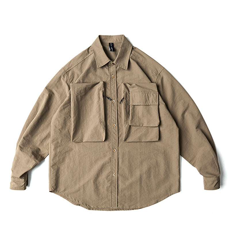 New for Spring: Solid Color 3D Pocket Turndown Collar Shirt