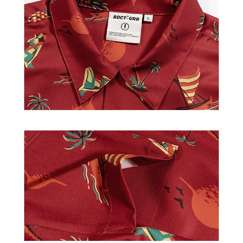 Hawaii Yacht Print Short Sleeve Shirt