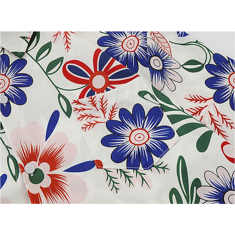 Retro Hawaiian floral short-sleeved all-over print shirt