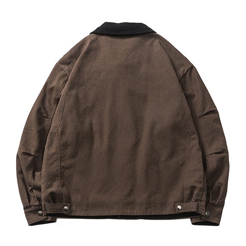 Plain, loose-fitting coat pocket lapel jacket