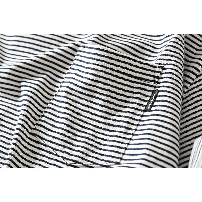 New for summer: Washed cotton striped short-sleeved T-shirt