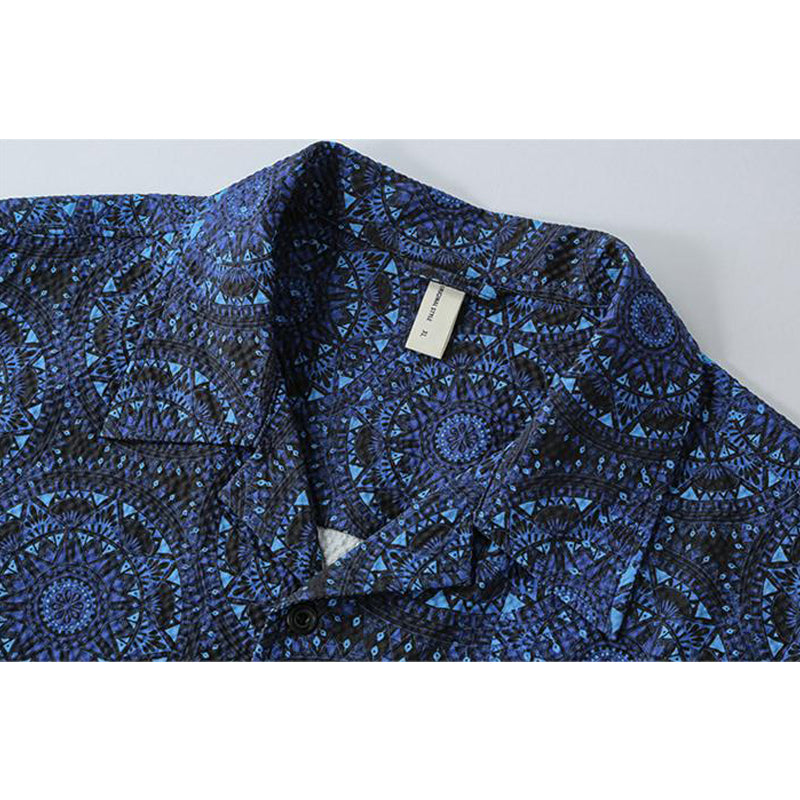 New for summer: ethnic print short-sleeved shirt
