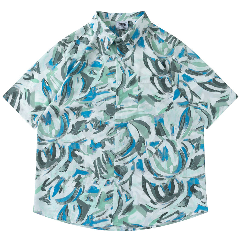 New for summer: Graffiti print short-sleeved shirt