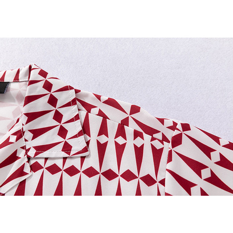 Cuban collar geometric print shirt