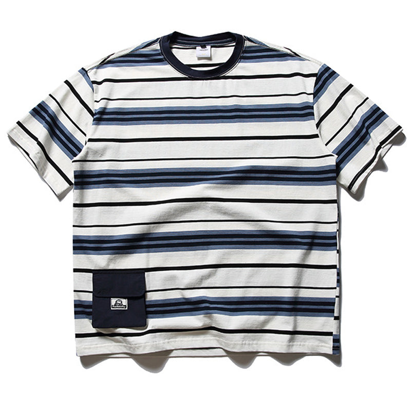 New summer 3D pocket striped T-shirt