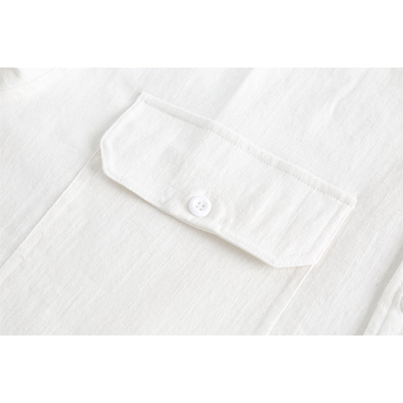 White embroidered pocket plain work short sleeve shirt