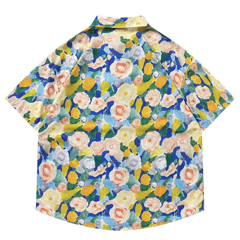 New for summer: Oil painting style print short sleeve shirt