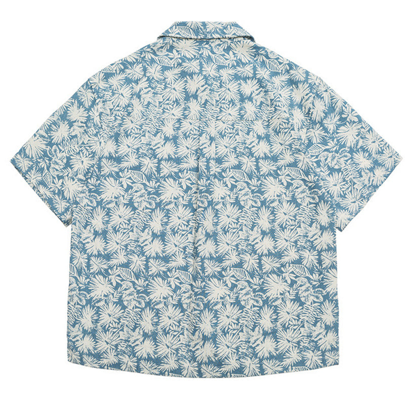 New for summer: Floral print short-sleeved linen shirt