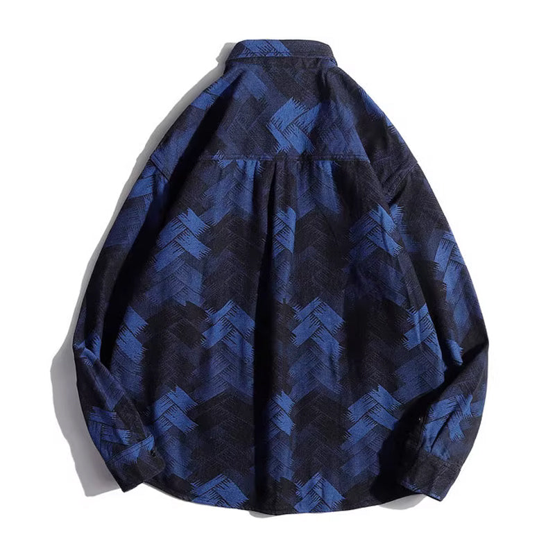 Paint print long sleeve denim shirt available in 3 colors