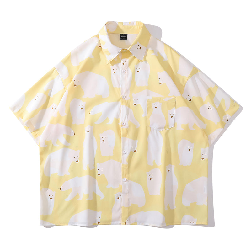 New summer polar bear print short sleeve shirt