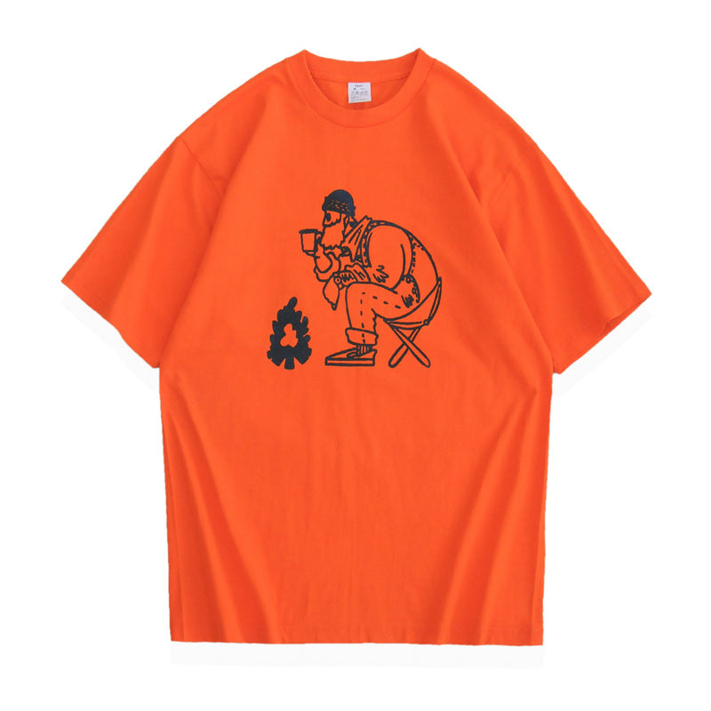 Camp print simple short sleeve T-shirt