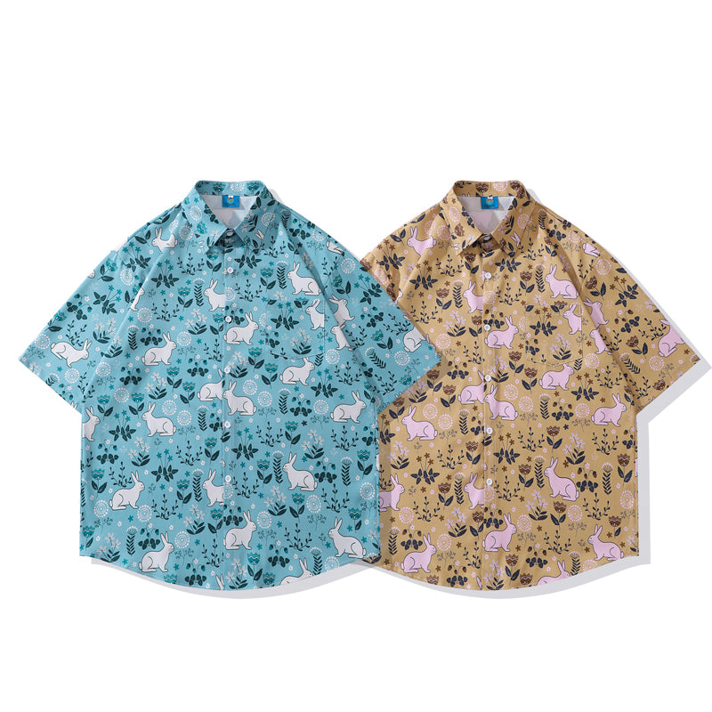 New for summer: rabbit print short-sleeved shirt