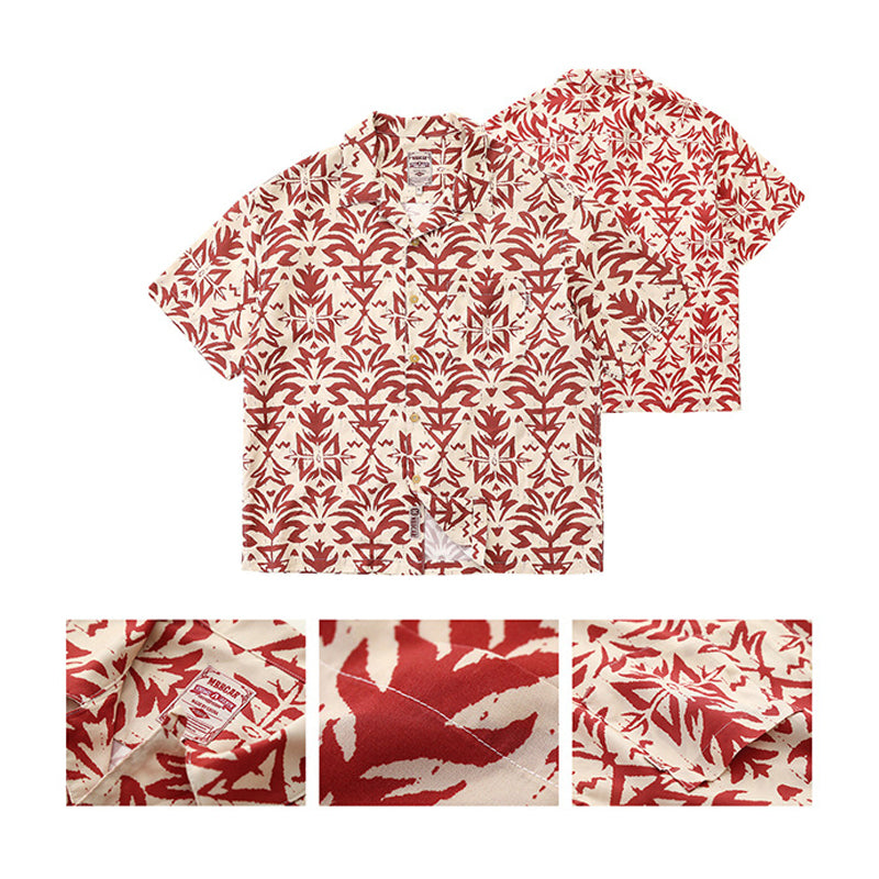 High-quality vintage flower print aloha shirt