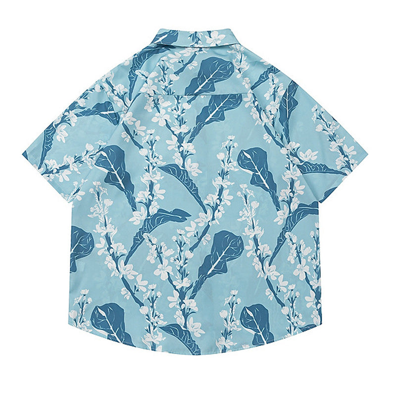 Retro Hawaiian floral short-sleeved all-over print shirt