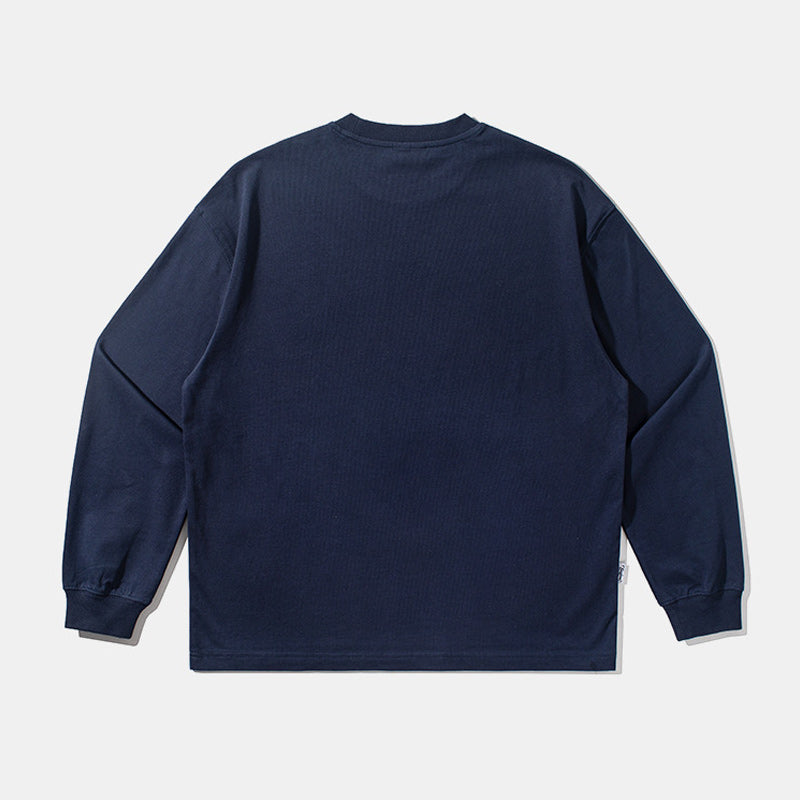定番合わせやすい刺繍長袖Tシャツ