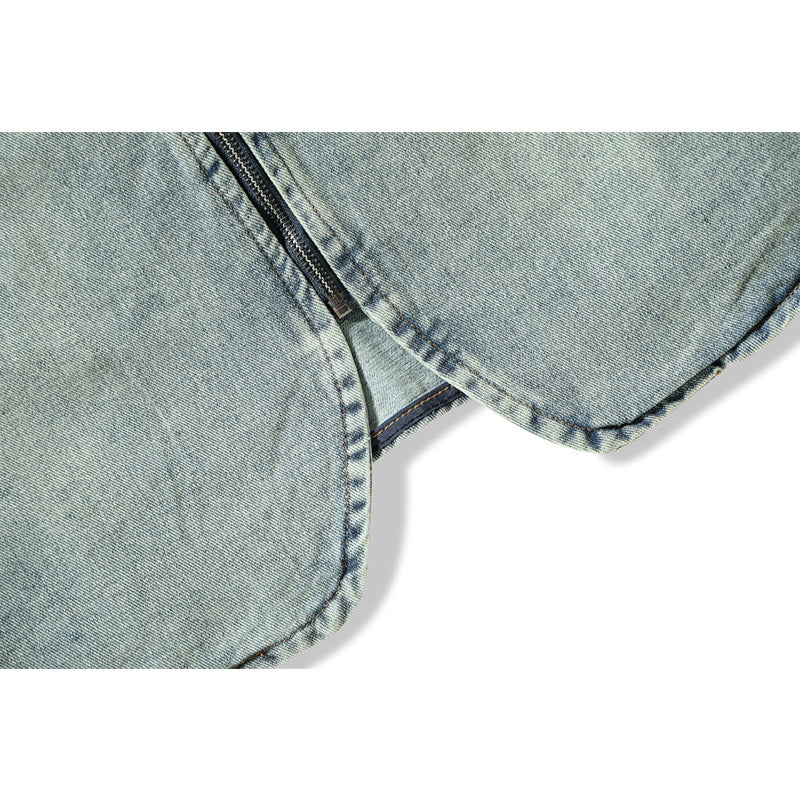 Denim Wash Zipper Vest