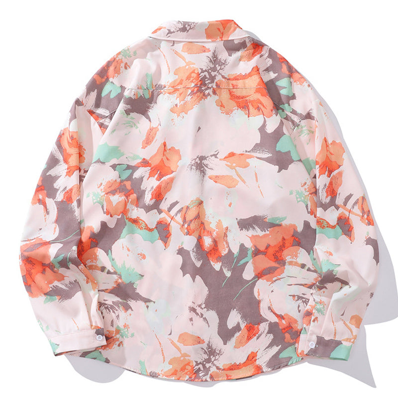 New Spring Vintage Floral Print Long Sleeve Shirt